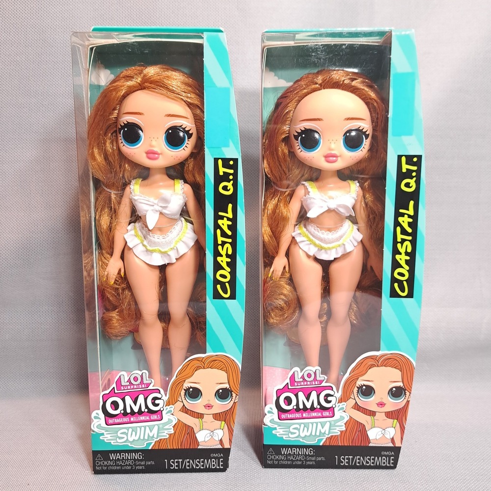 Lot Of 2 LOL Surprise OMG Swim Coastal Q.T Dolls Multicolor